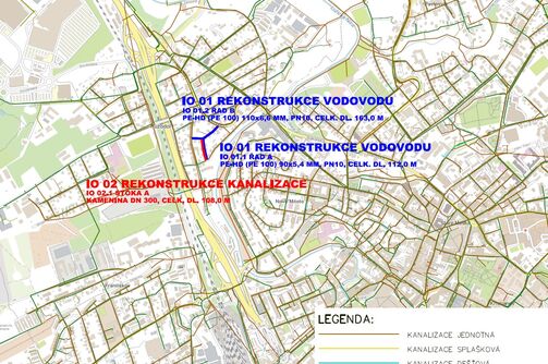 Liberec, U Jeslí, Příkrá - rekonstrukce vodovodu a kanalizace