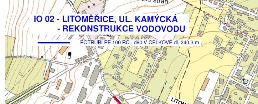 Litoměřice, ul. Kamýcká – rekonstrukce kanalizace a vodovodu