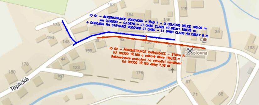 Hrob, Teplická - rekonstrukce vodovodu a kanalizace