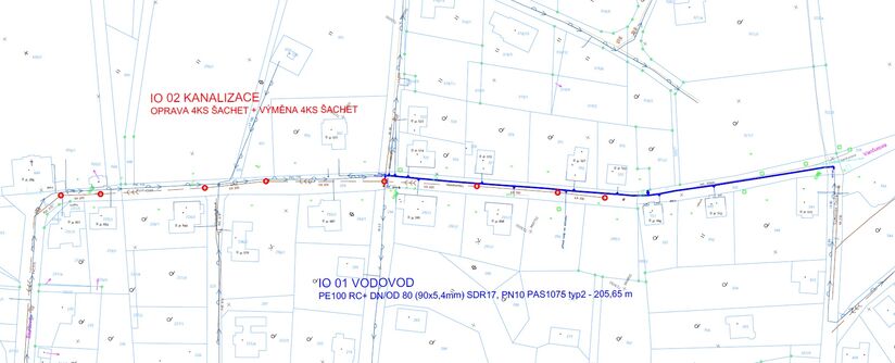 Nový Bor, Vančurova – rekonstrukce vodovodu a kanalizace