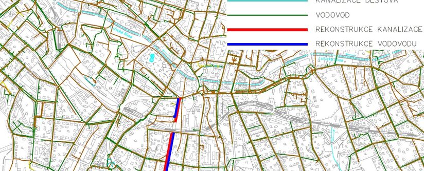 Jablonec nad Nisou, ul. V Aleji - rekonstrukce vodovodu a kanalizace