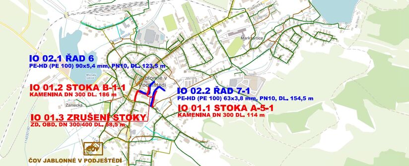 Jablonné v Podještědí, Mlýnská, Školní – rekonstrukce kanalizace a vodovodu