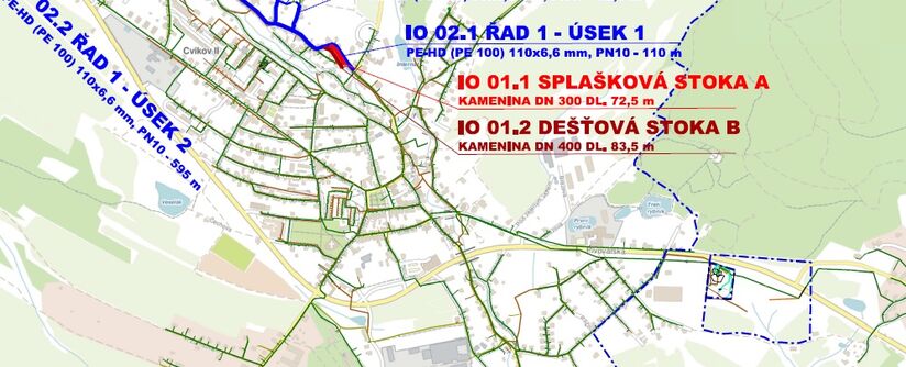 Cvikov, Smetanova, Lesní, V Zátiší - rekonstrukce vodovodu a kanalizace