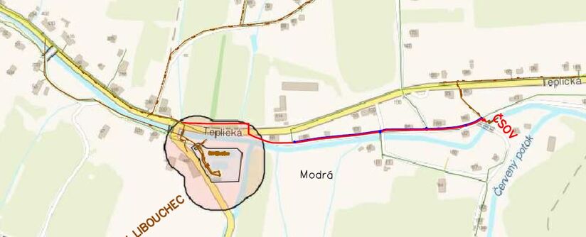 Jílové, Modrá – odstranění výusti DC 58 a rekonstrukce vodovodu