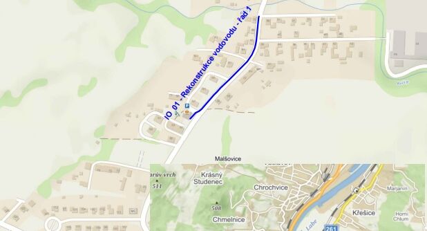 Malšovice, od č.p. 82 - č.p. 35 - rekonstrukce vodovodu
