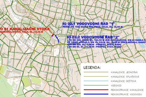 Jablonec n. N., Anenské náměstí, Fügnerova – rek. vodovodu a kanalizace