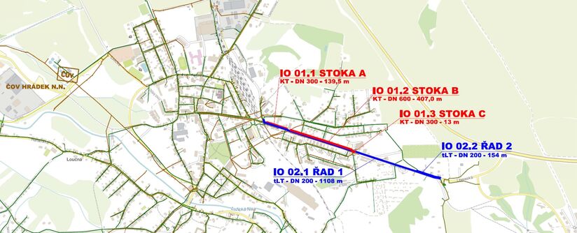 Hrádek n. N., Liberecká  - rekonstrukce kanalizace a vodovodu