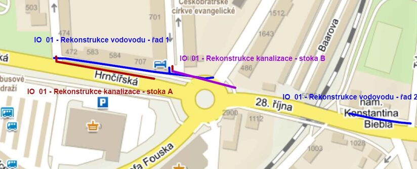 Louny, 28. října, Hrnčířská - rekonstrukce kanalizace a vodovodu