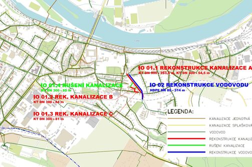 Roudnice n.L., Švermova, Kpt. Jaroše - rekonstrukce kanalizace a vodovodu