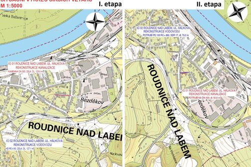 Roudnice n.L., Hálkova - rekonstrukce kanalizace a vodovodu