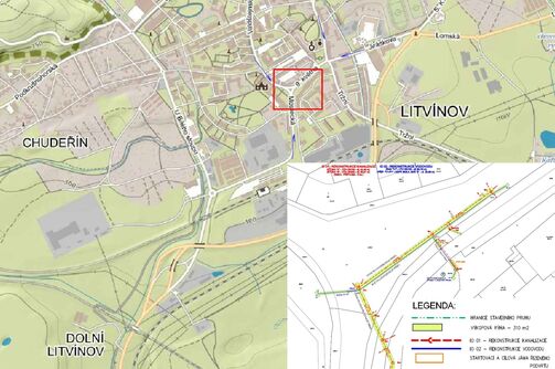 Litvínov, 9. května, Mostecká, U Zámeckého parku - rekonstrukce kanalizace a vodovodu