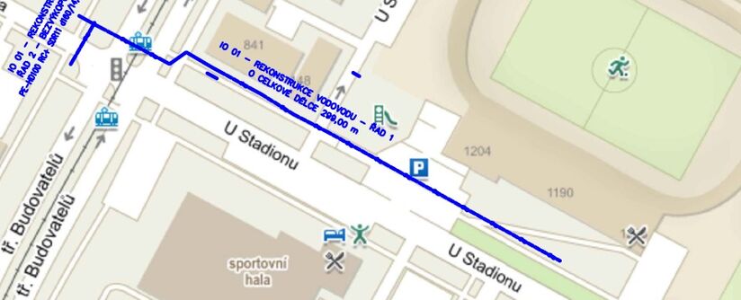 Most, Jaroslava Seiferta, U Stadionu - rekonstrukce vodovodu