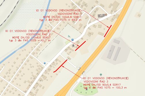 Obrnice, České Zlatníky, za farou - rekonstrukce vodovodu