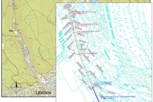 Meziboří, Okružní, od nám. 9. května, rekonstrukce kanalizace a vodovodu