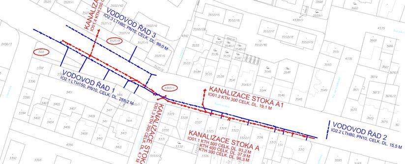 Teplice, Duchcovská (u Mariánského dvora) - rekonstrukce kanalizace a vodovodu