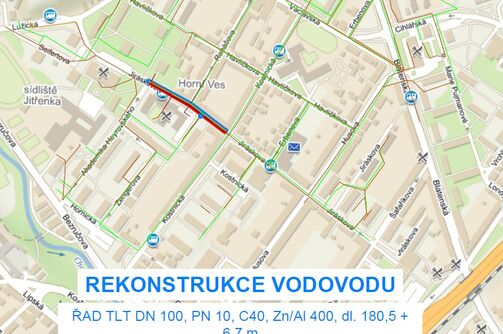 Chomutov, Jiráskova u DDM - rekonstrukce kanalizace a vodovodu