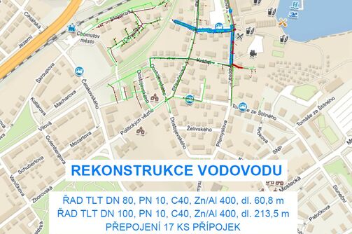 Chomutov, Maroldova, Přemyslova - rekonstrukce vodovodu a kanalizace