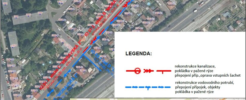 Chomutov, Moravská - rekonstrukce vodovodu a kanalizace