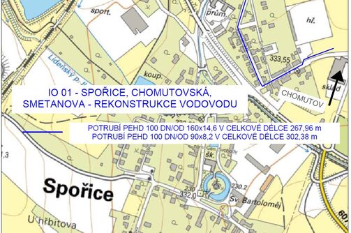 Spořice, Chomutovská, Smetanova - rekonstrukce vodovodu
