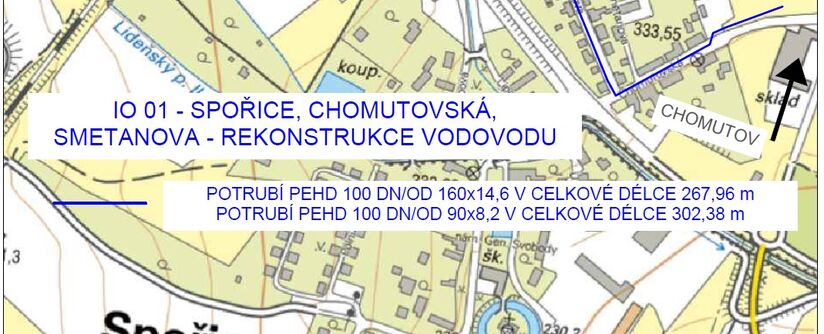 Spořice, Chomutovská, Smetanova - rekonstrukce vodovodu