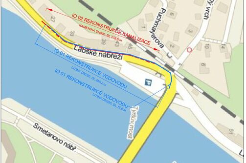 Děčín, Labské nábřeží – rekonstrukce kanalizace a vodovodu