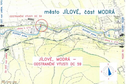 Jílové, Modrá - odstranění výusti DC 59