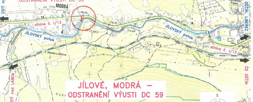 Jílové, Modrá - odstranění výusti DC 59