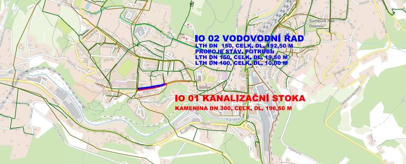 Tanvald, Palackého - rekonstrukce kanalizace a vodovodu