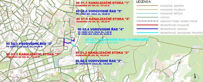 Liberec, Slovanské údolí, Javorová, Purkyňova - rekonstrukce kanalizace a vodovodu
