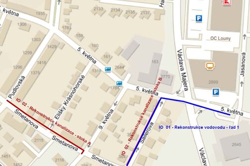 Louny, Sailerova, Smetanova - rekonstrukce kanalizace a vodovodu