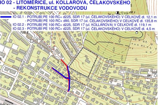 Litoměřice, Kollárova, Čelakovského - rekonstrukce kanalizace a vodovodu