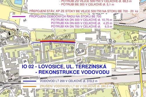 Lovosice, Terezínská - rekonstrukce vodovodu a kanalizace