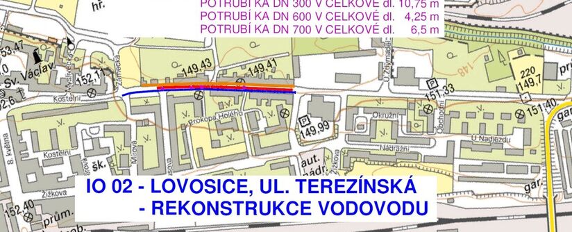 Lovosice, Terezínská - rekonstrukce vodovodu a kanalizace
