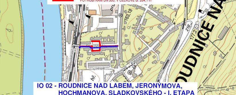 Roudnice n.L., Jeronýmova, Hochmanova a Sladkovského - rekonstrukce kanalizace a vodovodu