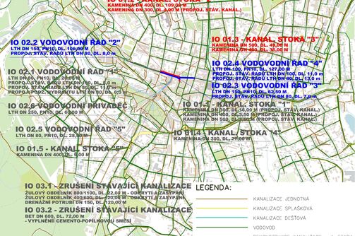 Jablonec n. N., Liberecká, Generála Mrázka, rekonstrukce vodovodu a kanalizace, 2. etapa