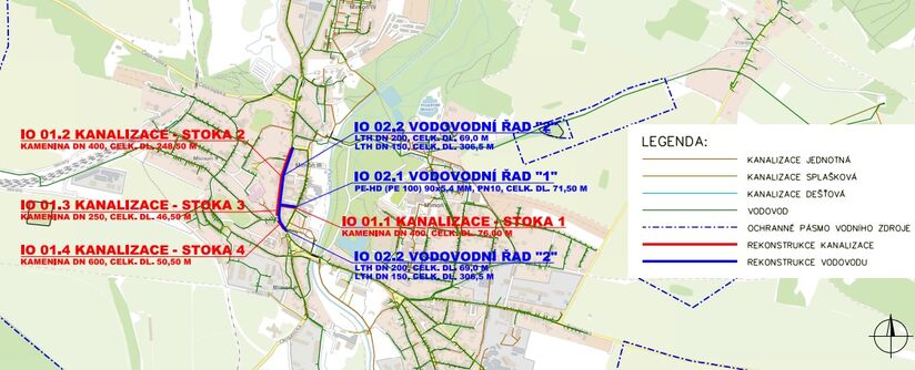 Mimoň, Mírová, Poštovní - rekonstrukce kanalizace a vodovodu