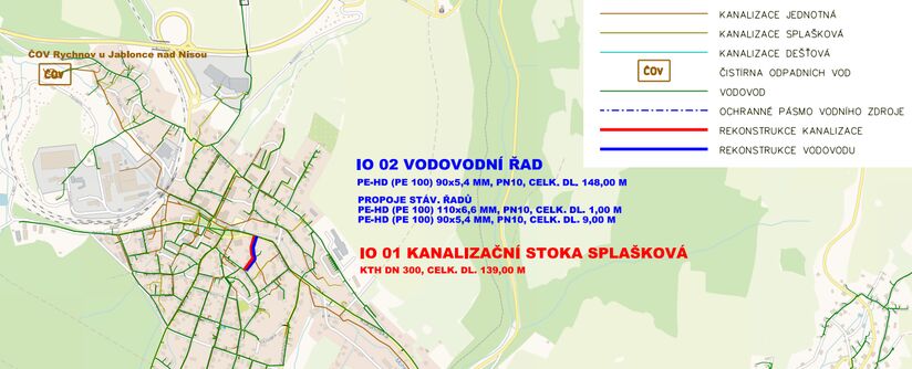Rychnov u Jablonce n.N., Malířská - rekonstrukce kanalizace a vodovodu