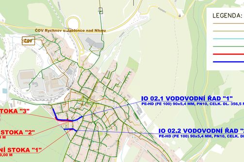 Rychnov u Jablonce n.N., Občanská, Zahradní - rekonstrukce kanalizace a vodovodu