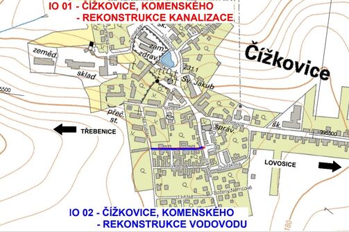 Čížkovice, Komenského – rekonstrukce kanalizace a vodovodu