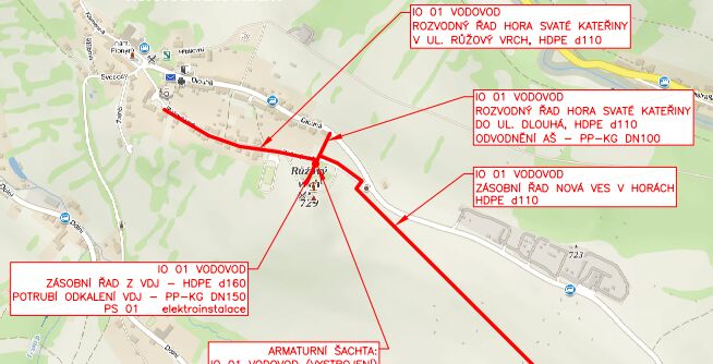 Hora Svaté Kateřiny, Růžový vrch - rekonstrukce vodovodu