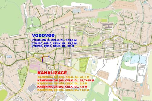 Krupka, Za Poštou - rekonstrukce kanalizace a vodovodu