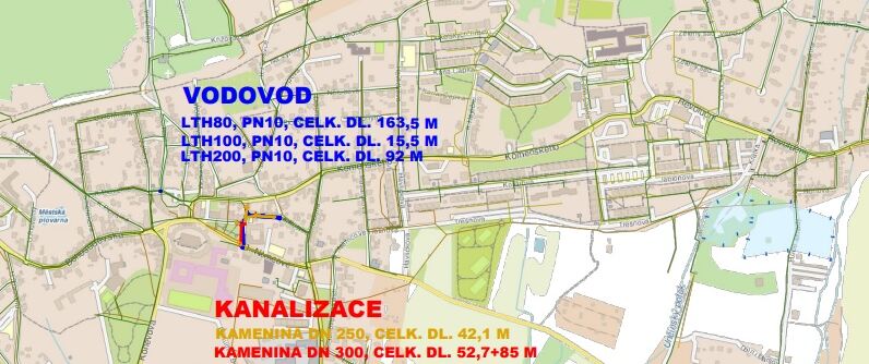 Krupka, Za Poštou - rekonstrukce kanalizace a vodovodu