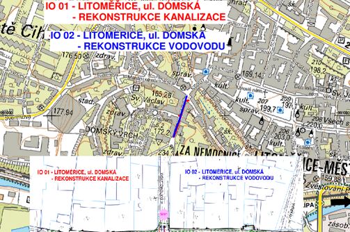 Litoměřice, Dómská - rekonstrukce kanalizace a vodovodu
