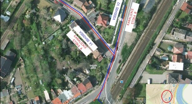 Lovosice, Ústecká, Lovošská - rekonstrukce kanalizace a vodovodu