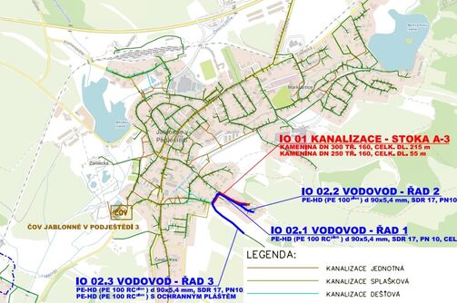 Jablonné v P., Tyršova, Na Nivách - rekonstrukce kanalizace a vodovodu
