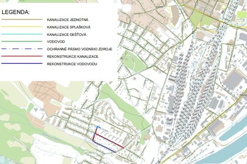 Děčín, Krásnostudenecká, Lounská, Bílinská, Novoměstská – rek. kanalizace a vodovodu