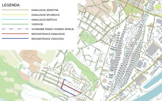 Děčín, Krásnostudenecká, Lounská, Bílinská, Novoměstská – rek. kanalizace a vodovodu