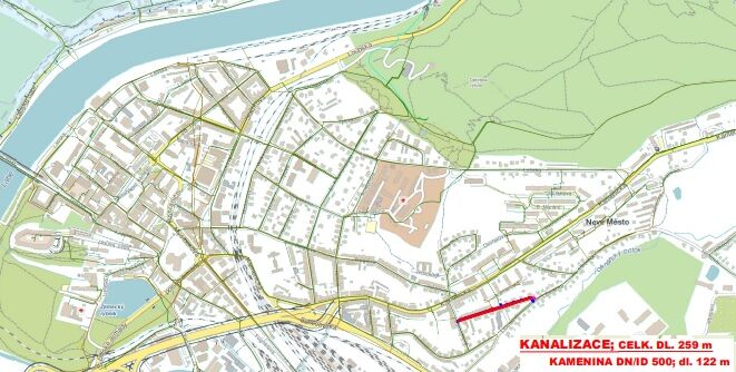 Děčín, Škroupova - rekonstrukce kanalizace a vodovodu 