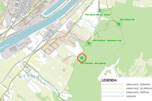 Děčín, VDJ Křešice - Na Ladech - náhrada