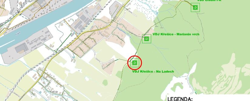 Děčín, VDJ Křešice - Na Ladech - náhrada